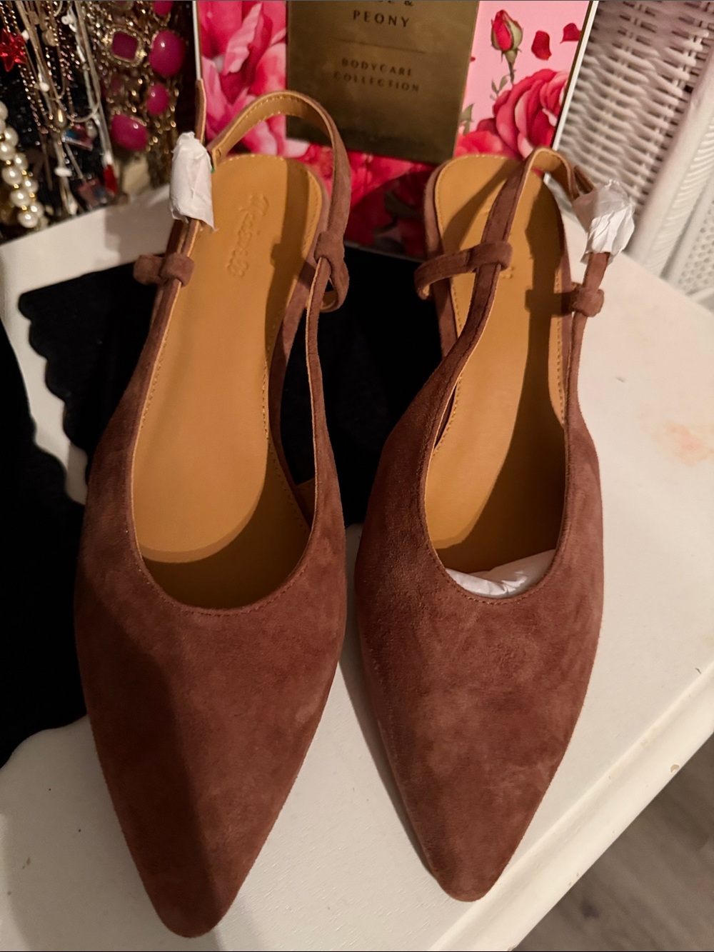 Madewell Brown Suede Pointed Slingback Flats